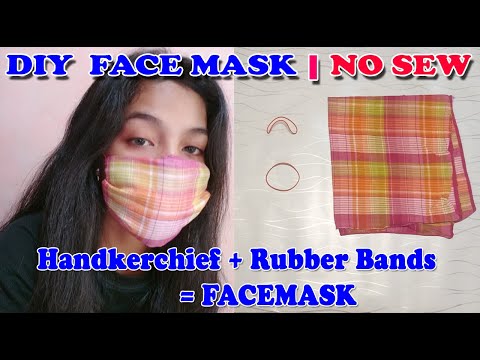 No Sew DIY Face Mask Made of Handkerchief and Rubber Bands